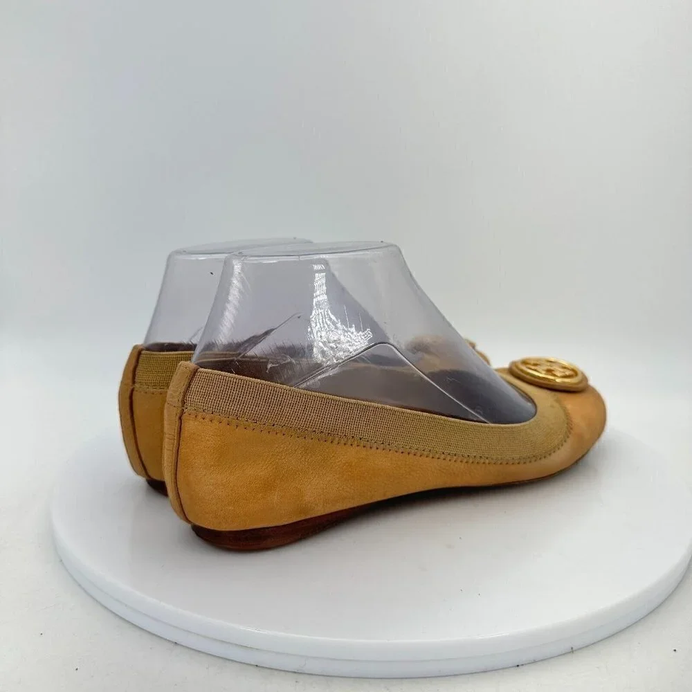 Tory Burch Caroline Women Size 5M Mustard Patent Leather Ballet Flat Shoes